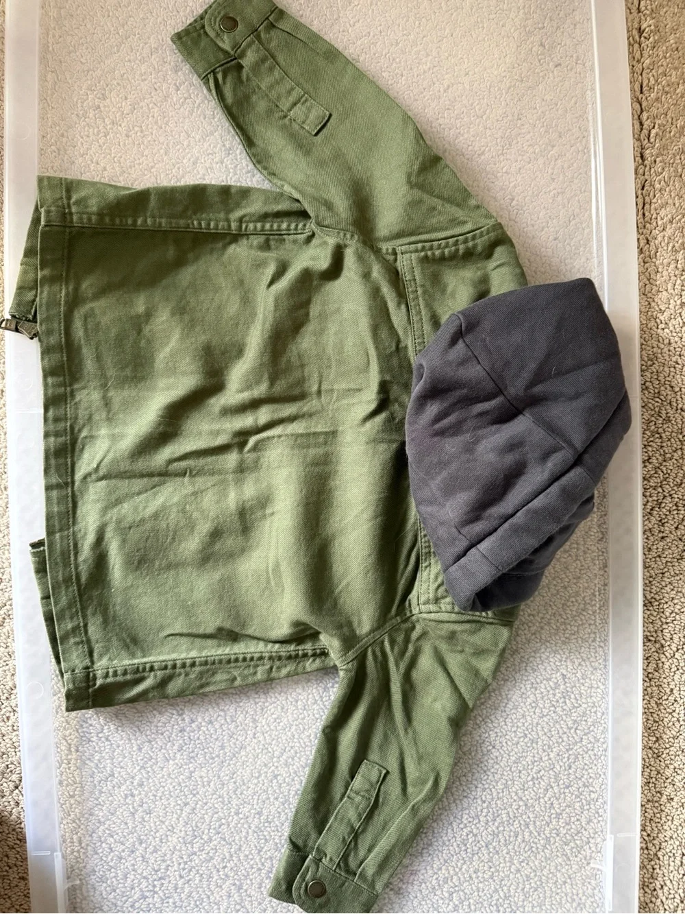 next Olive Green Jean-Style Hooded Jacket with Gray Hood